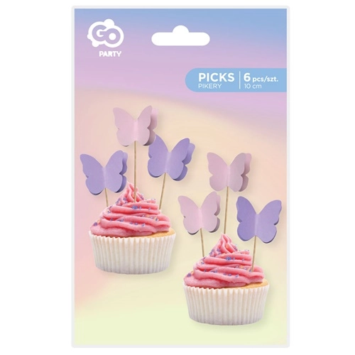 Topper pikery urodzinowe motylki  6szt